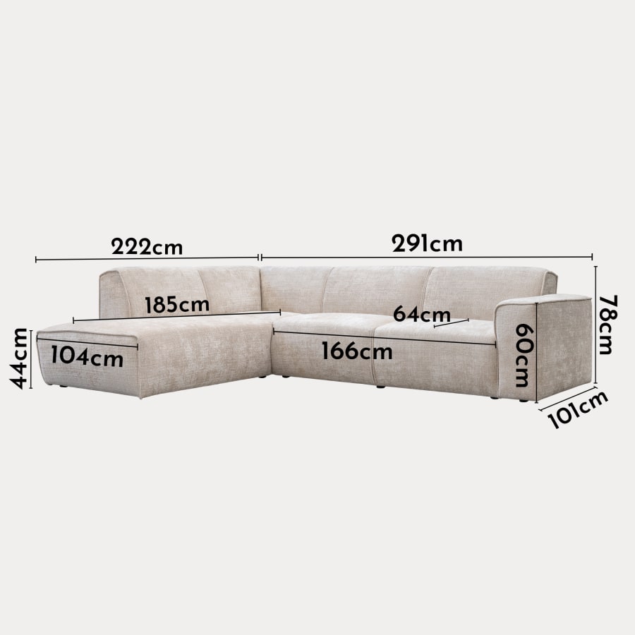 Canapé d'angle en tissu beige - Angle gauche